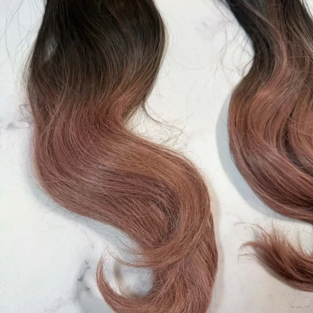 2-Piece Ombre Black to Pink Synthetic Claw Clip-In Ponytail Hair Extensions